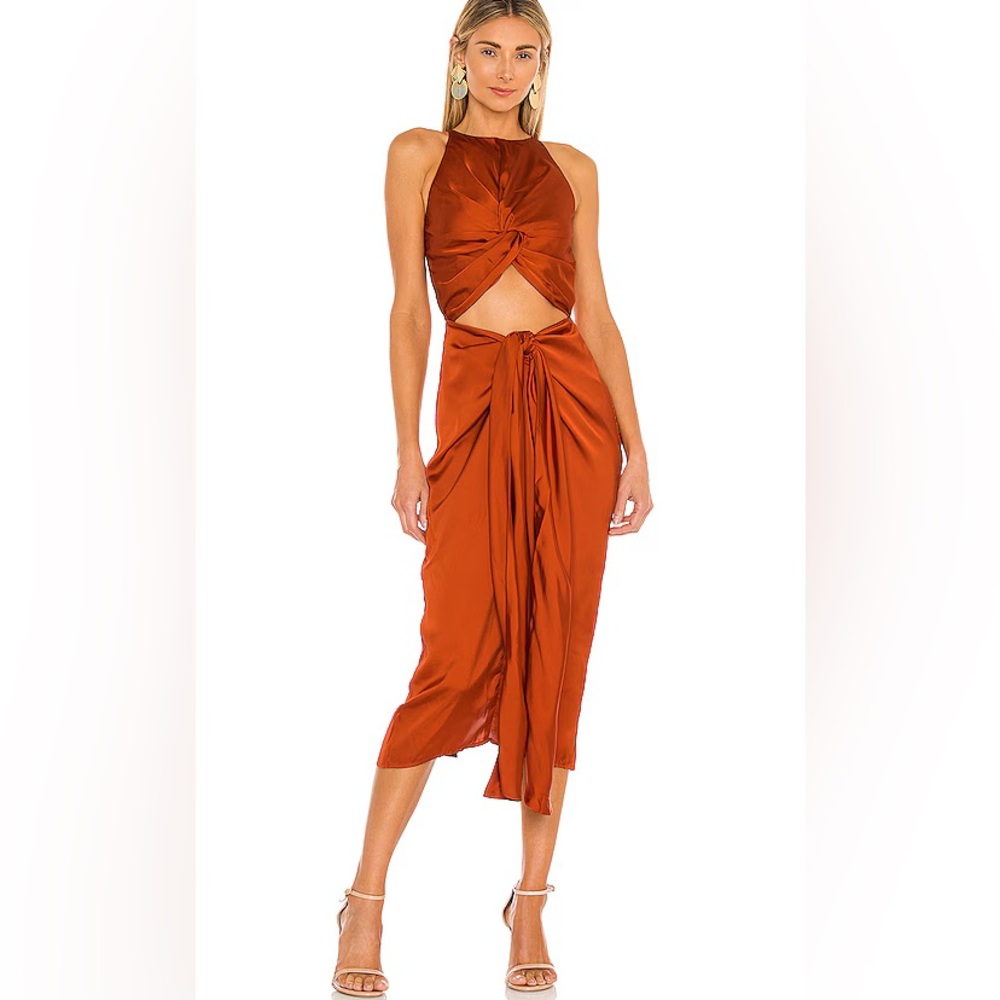 Andrea Iyamah Reni Knotted Satin Dress